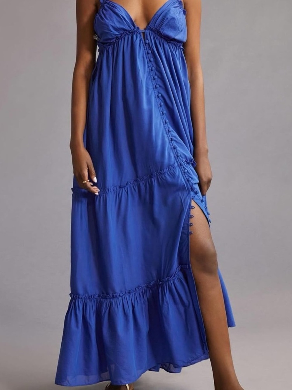 Anthropologie Alissa Tiered Maxi Dress Blue